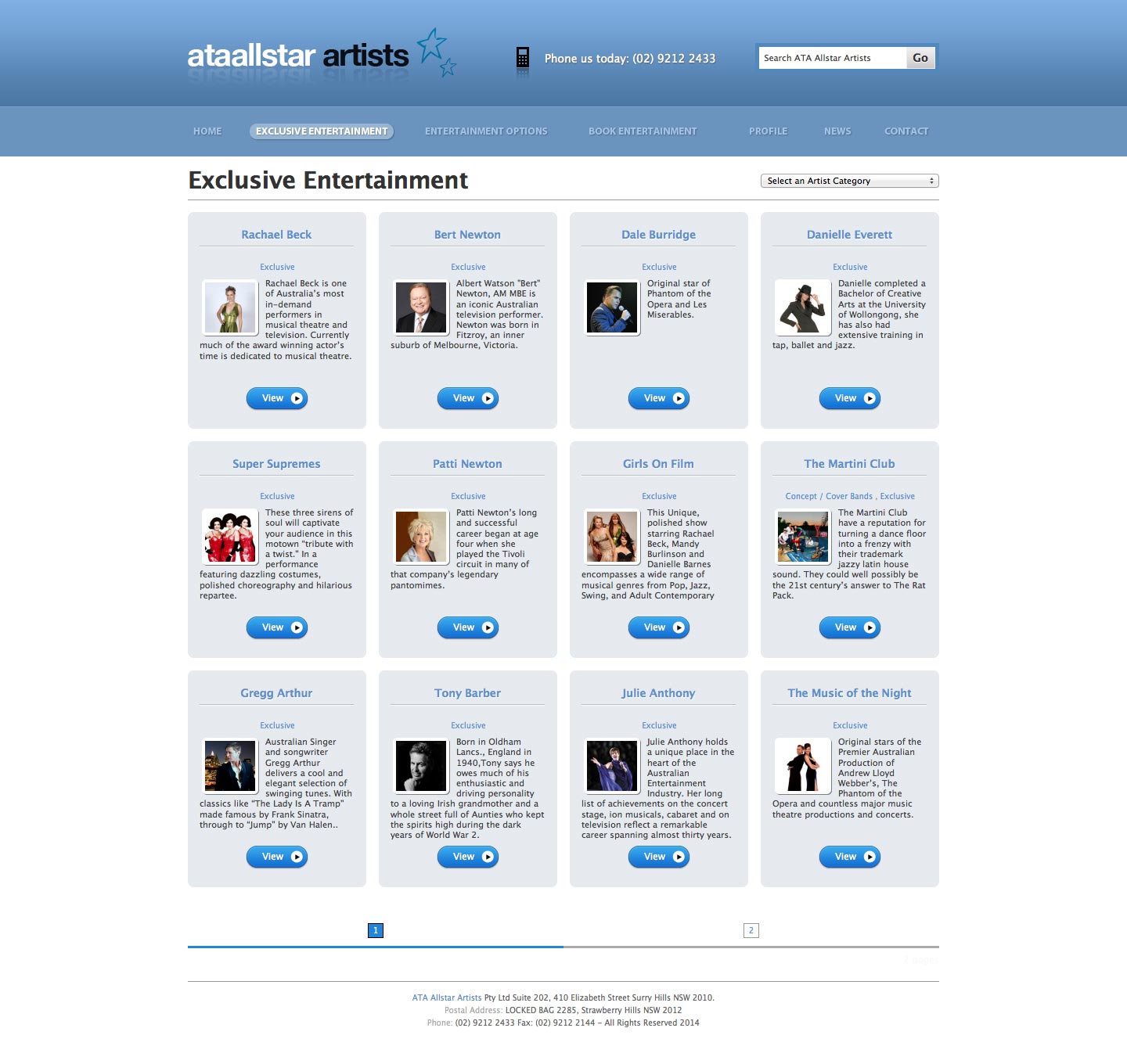 screenshot - ATA Allstar Artists - desktop